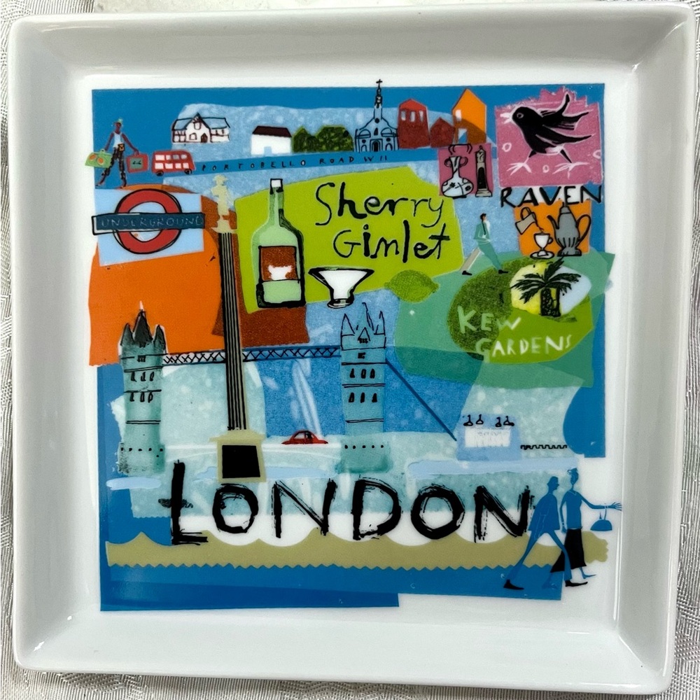 6 Crate & Barrel Road Trip City Scenes Appetizer Plates Global Cities 6” White - Picture 5 of 12